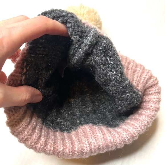 Pistil Cable Knit Beanie Pom Pom Winter Hat Gray Purple Cream Womens Soft Gift - Picture 7 of 8